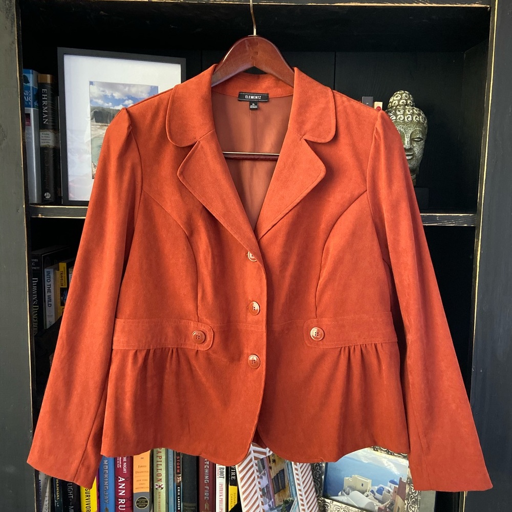 Burnt Orange Ruched Blazer